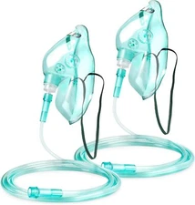 2 Pack Oxygen Mask for Face Adult with 6.6' Tube & Adjustable Elastic Strap -...