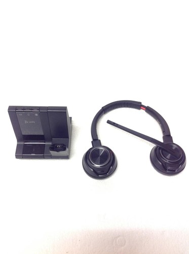 Plantronics Poly W8220T Stereo Office Wireless Headset w/ Base Charger, WORKING - Zdjęcie 2 z 10