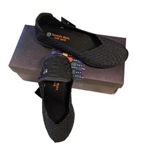 Bernie Mev Catwalk Ladies Black Size 37EU/6.5-7US NIB Woven Flat Ballet Slip On