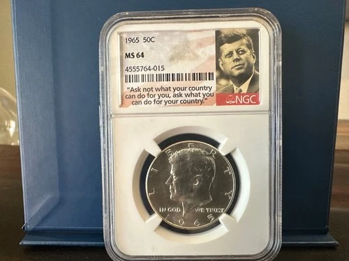 1965 Kennedy Half Dollar NGC MS64 Silver 40% JFK US Coin