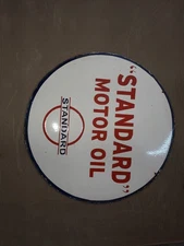 STANDARD MOTOR OIL PORCELAIN ENAMEL SIGN SIZE 30" DOUBLE SIDED
