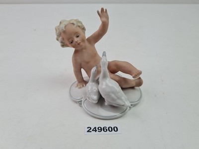 Porzellanfigur Putte Junge Gänse 18048 Höhe 11cm Fasold Stauch Art Déco #249600