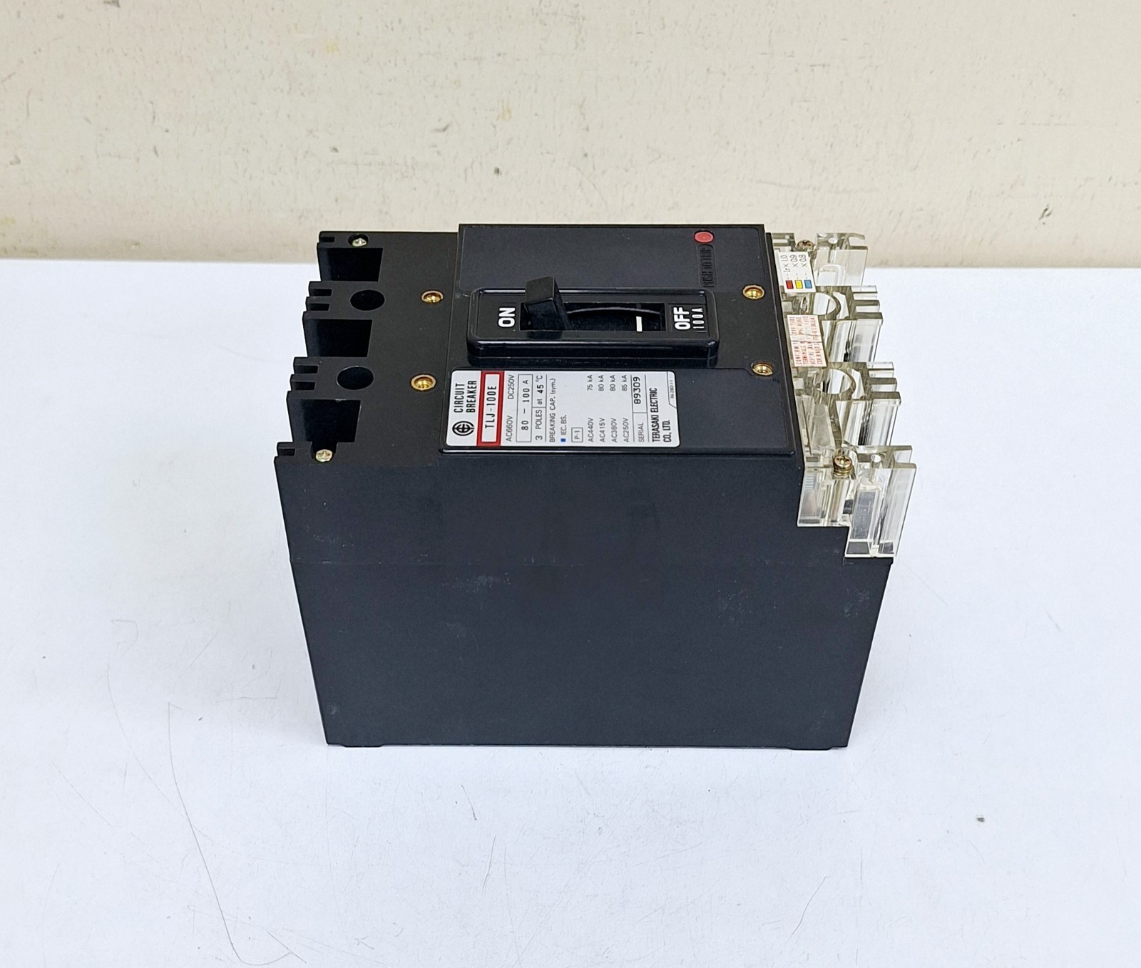 Terasaki TLJ-100E Circuit Breaker 3P 80-100A at 45 Deg C