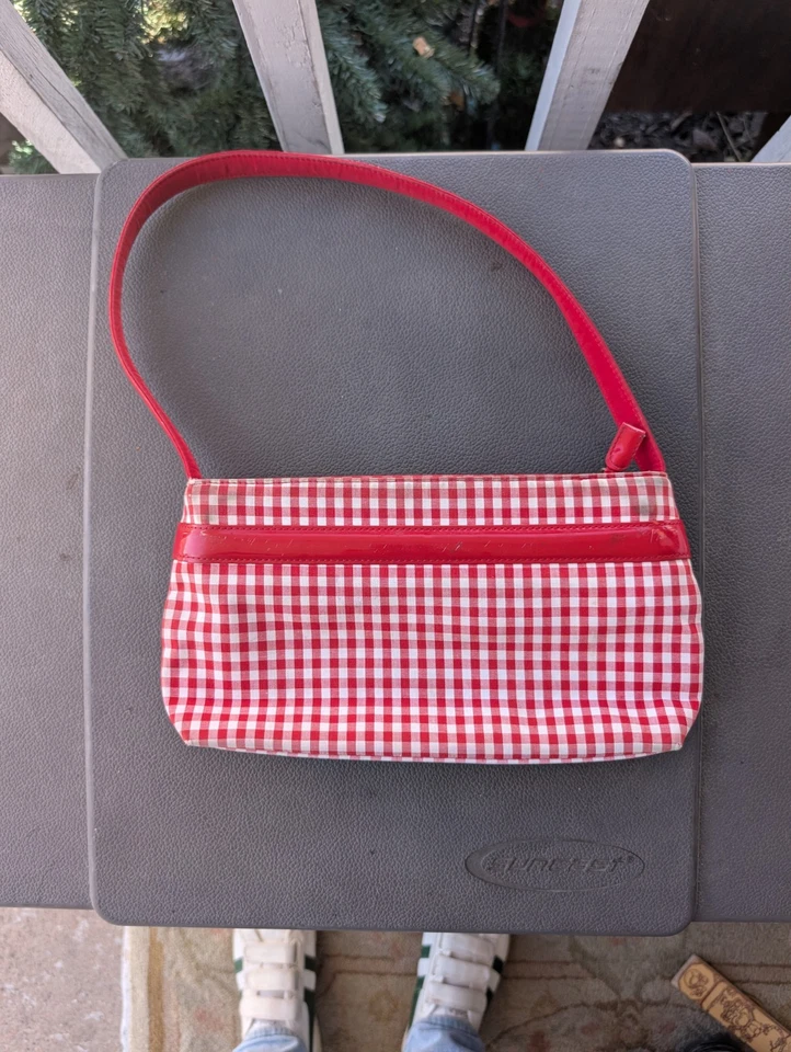 Vintage 90s Y2K Tommy Hilfiger Purse Shoulder Bag Gingham RED Check - Image 2 of 4