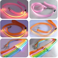 120CM RECHARGEABLE LED Light-up GLOW LEASH Dog Pet Night Safety Flash Lead USB