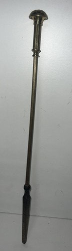 Vintage 4 Piece BRASS FIREPLACE POKER SET~Fire Tool*Tongs*Shovel*Round Base - Picture 17 of 24