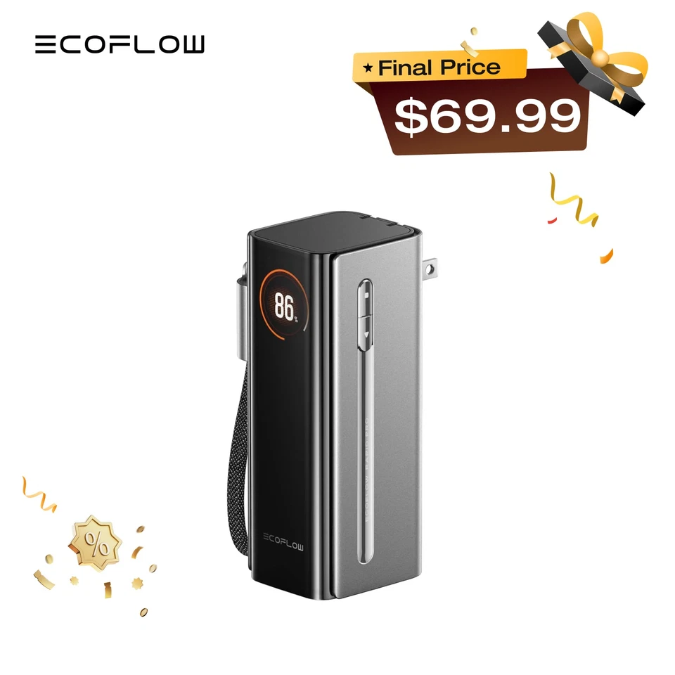 EcoFlow Rapid Pro 3-in-1 Power Bank 10000mAh & 67W Foldable AC Plug 45W Recharge