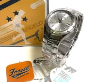 FOSSIL BLUE 100 Meters AM-3882 Date SS Men's Watch - NEEDS BATTERY -