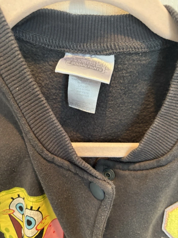 Vintage Varsity Nickelodeon SpongeBob Jacket Girls Black And Pink Size L 14/16 - Image 2 of 4