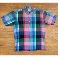 Vintage Mens Colorful Shirt Size Large 90s Pierre Cardin Striped/Plaid Unique