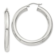 Sterling Silver 5mm Round Hoop Earrings 6.3gm L-42 mm W-40 mm