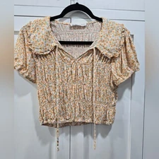 Elodie Smocked Floral Crop Top – Size Large