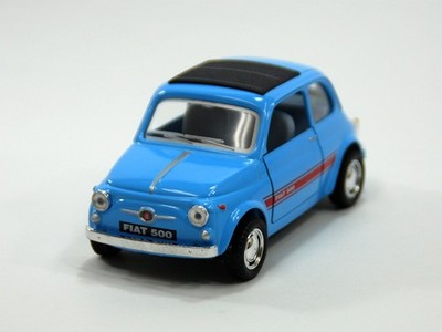 Kinsmart 1:24 Fiat 500 hellblau Fensterkasten 200-520