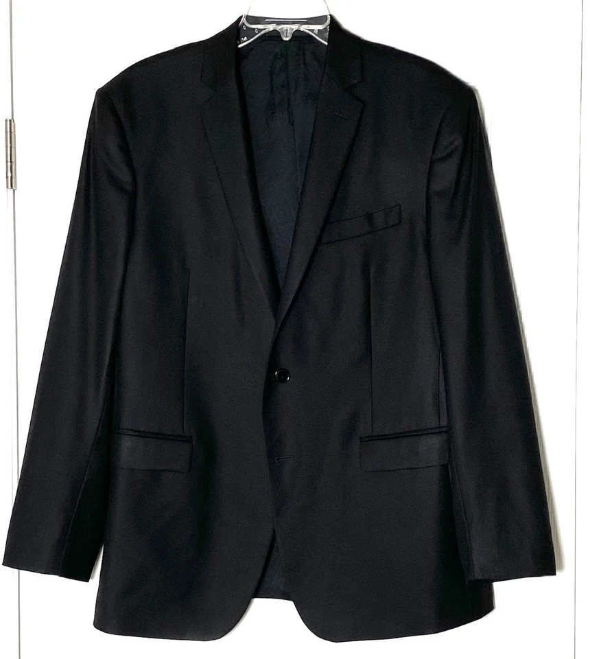 VERSACE COLLECTION 2pc Black Shiny Wool Blazer Suit Jacket + Pants 52 50 = 42 34 - Image 3 of 4