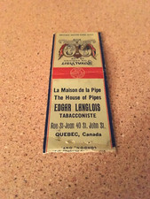 VINTAGE THE HOUSE OF PIPES QUEBEC CANADA 1939 KING GEORGE VI OLD MATCHBOOK COVER