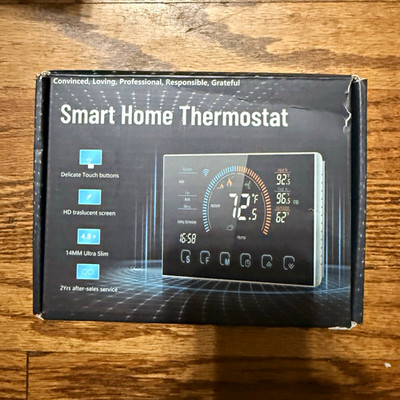 BHP-8000 C WiFi Touch Screen Smart Thermostat 4.8in Black Tuya Wall