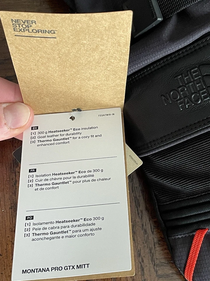 The North Face Montana Pro SG GTX 手套男式 L 黑色 GORE-TEX 全新 — 第 3/4 张图片