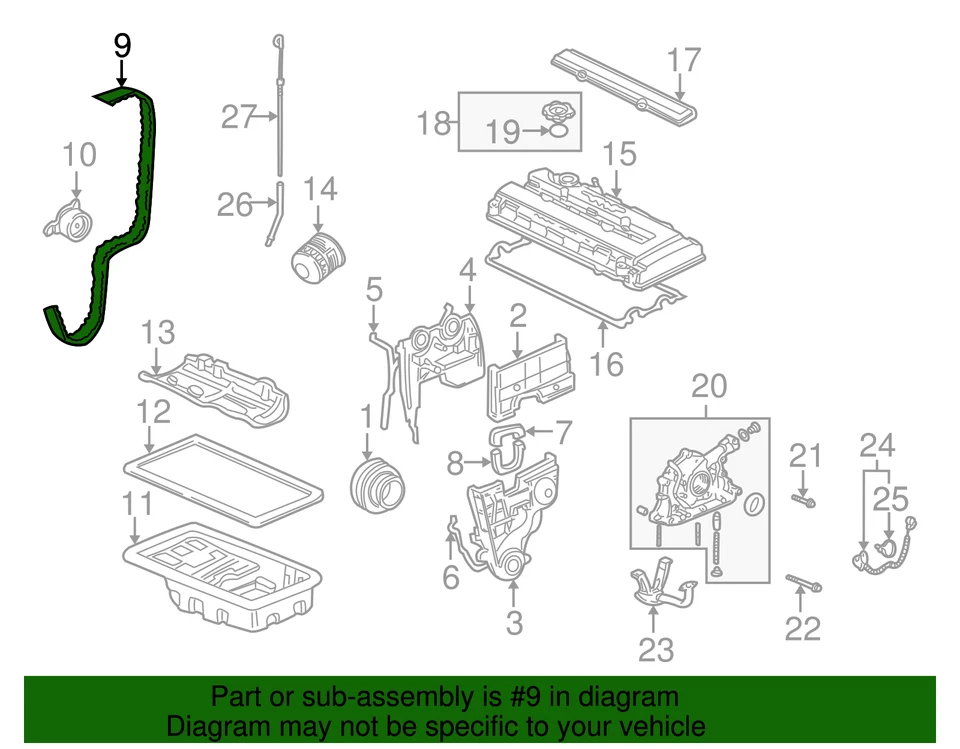 正品讴歌 1994 - 2001 年讴歌 Integra - 皮带定时 (126RU26) 14400-P72-014 — 第 2/2 张图片