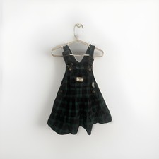 Oshkosh B'Gosh Green Plaid Skirt Overall Dress Girls Size 24 M Toddler Kids