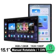 15.1 inch Rotatable HD Screen 1DIN Car Stereo Universal GPS CarPlay/Android Auto