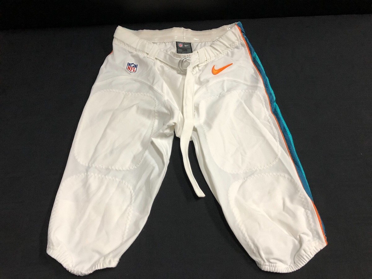 MIAMI DOLPHINS TEAM ISSUED/GAME USED WHITE NIKE PANTS 2013 MIAMI DOLPHINS TEAM ISSUED/GAME USED WHITE NIKE PANTS 2013