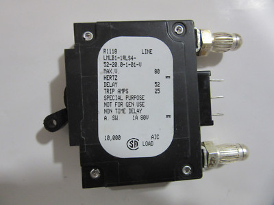 Airpax Sensata LMLB1-1RLS4-52-20.0-1-01-V Bullet Breaker 1P 20A 80VDC Max NEW!!!