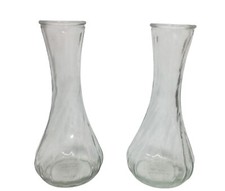 Two (2) Vintage Hoosier Glass Clear Glass Flower Vases 
