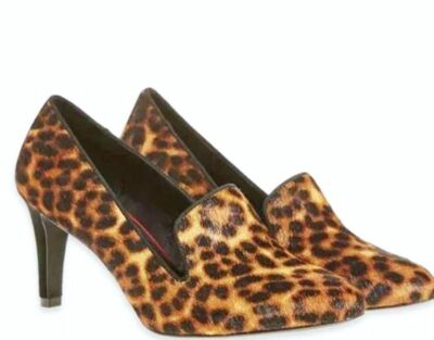 M&S Insolia LEOPARD PRINT PONY SKIN EFFECT Leather Heels Shoes UK7.5 WIDER FIT 