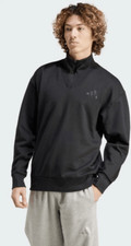 Adidas Men  s All SZN Fleece Quarter-Zip Crew Sweatshirt Black Size Medium