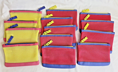 Lot of 13 - Ipsy Glam/Make-up BAGS ONLY - Pink/Blue/Yellow Mesh/LOVE zipper -NEW