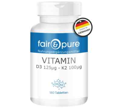 VITAMIN D3 125μg - K2 100μg- 180 Tabletten, fair & pure