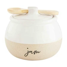 Farm Farmhouse Jelly Honey Jam Jar Stoneware Serving Set
