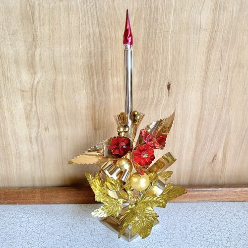 VINTAGE 50s Kitsch Christmas Mercury Glass Candle Foil Table Decoration