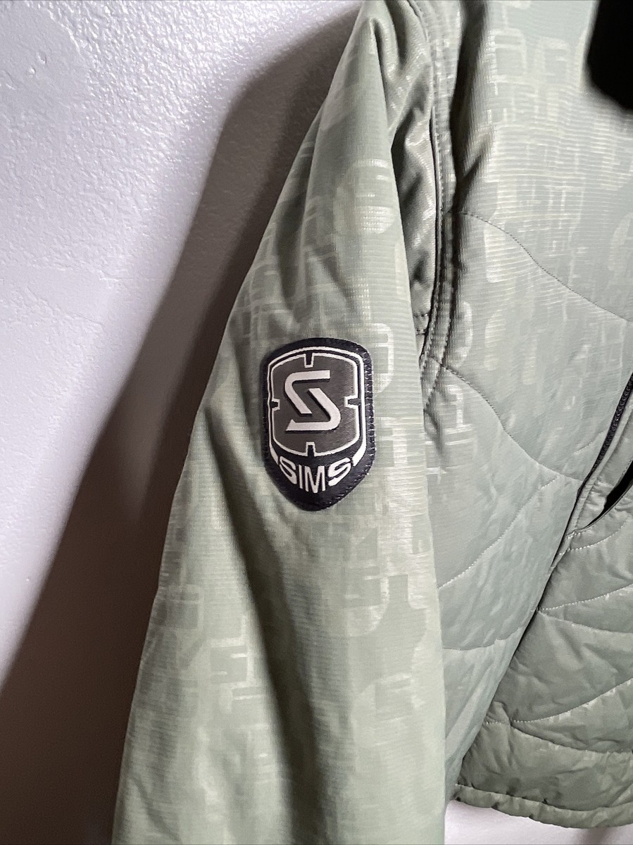 SIMS Jacket Men's Small Green Quilted Full Zip Nylon SIMS Logo All