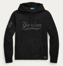 Polo Ralph Lauren New York NY Yankees MLB Black Leather Ltd Ed Hoodie Sweater
