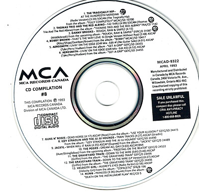 CANADA 1993 PROMO CD VARIOUS AEROSMITH + GUN N' ROSES + JACKYL + VELOCITY GIRL