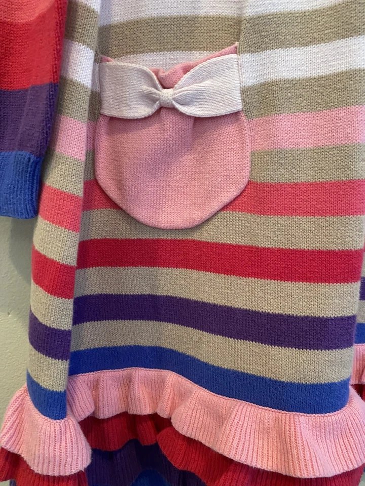 Hanna Andersson, девочек размер 10 (140) розовый полоски свитер платье, VGUC - Изображение 3 из 4