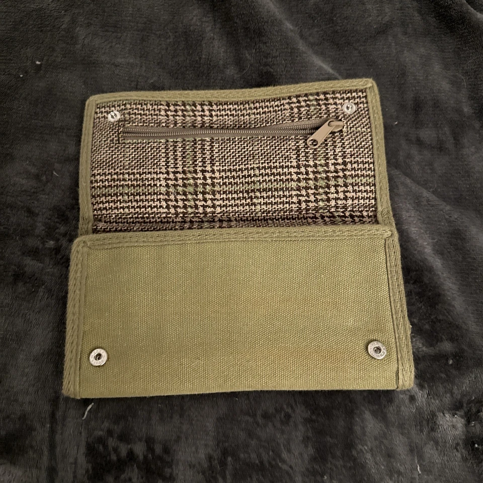 Vtg Element Elementality Tri-Fold Wallet Green Canvas Skate Style Womens Y2K - Image 3 of 4