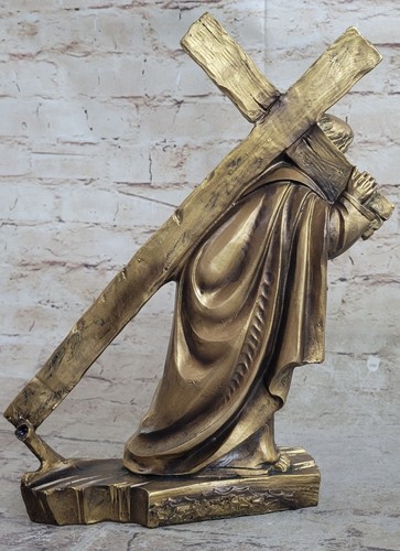 Bronzed Jesus on the Way to Calvary Statue Home Office Decoration Sculpture Sale - 第 6/6 張圖片