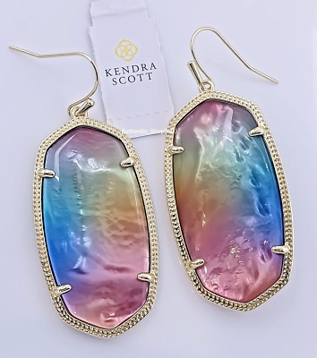 100% KENDRA SCOTT  Yellow Watercolor Illusion Large Danielle Statement Earrings