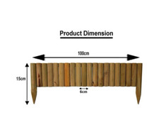 1M Wooden Garden Fence Log Border Edging Decorative Fences for Lawn Edging