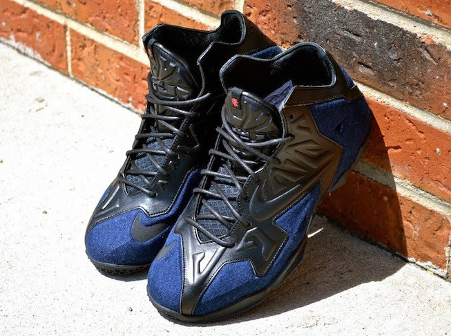 NIKE LEBRON XI EXT DENIM QS BLACK Blue DENIM Air Jordan Levi's sz 9.5 Mens Shoes | eBay