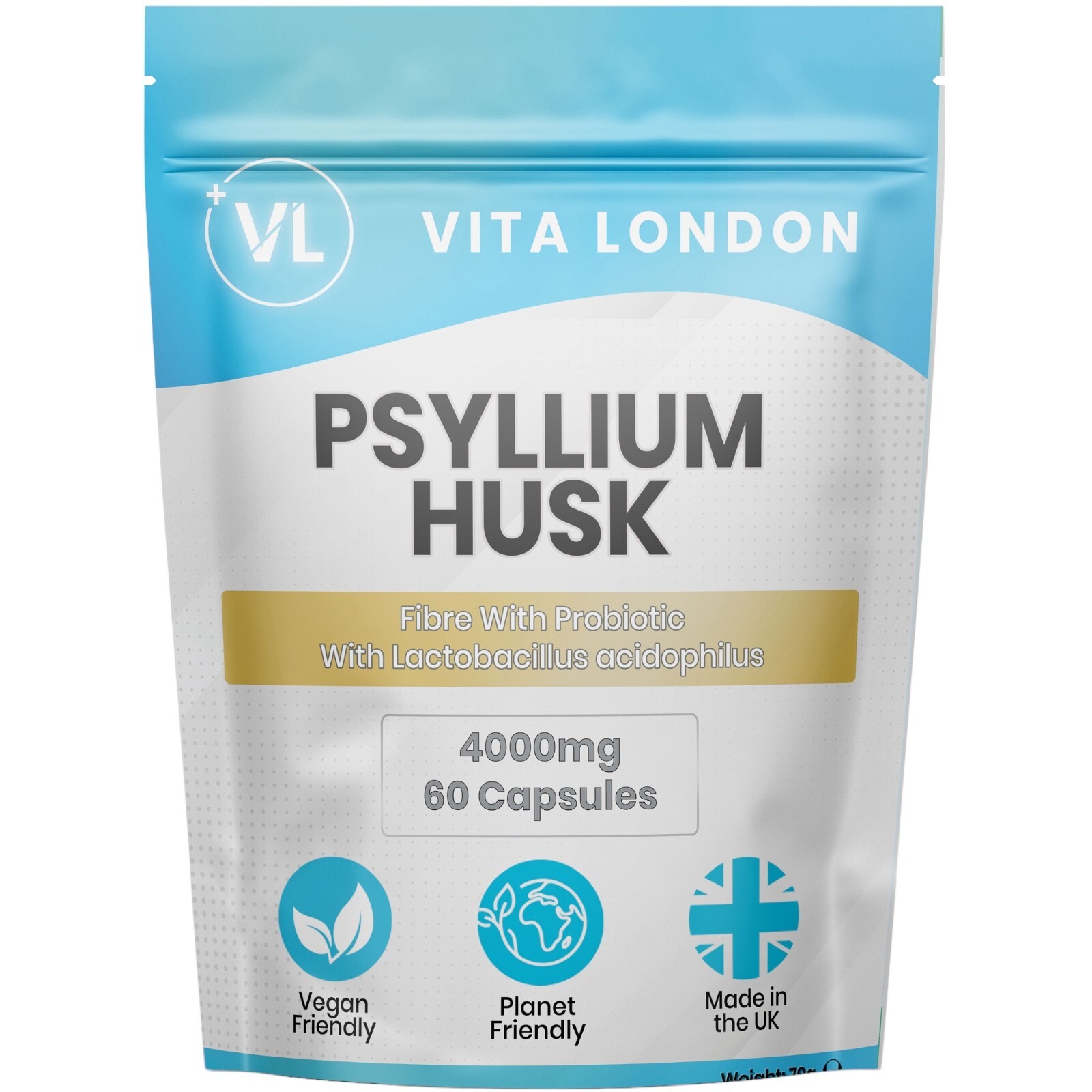 Cápsulas de cáscara de psyllium suplemento de fibra con probiótico Acidophilus 4000 mg vegano