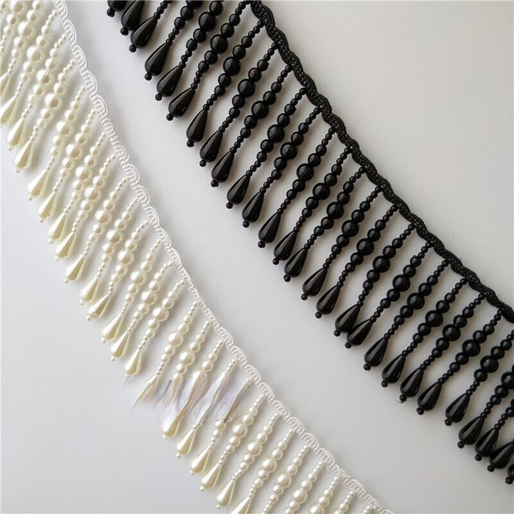 Plastic Pearl Sewing Trim Fringe Edging Tassel DIY Saree Bridal Curtain ...