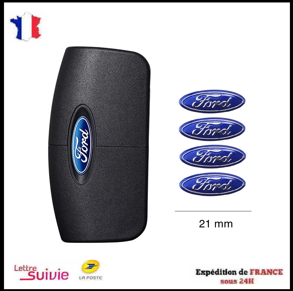 Logo Ford Cl&eacute; Lot De 4 Autocollants Logo FORD De 21mm Pour Cl&eacute;s Ou Voiture - Embl&egrave;me Auto Logo S Line Calandre