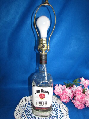 JIM BEAM WHISKEY LIQUOR BOTTLE 1.75L HANDCRAFTED TABLE BAR LAMP 3 WAY LITE 22.5''