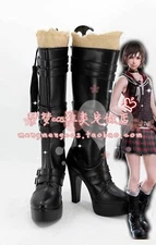New！Final Fantasy 15 Iris Amicitia Black Long Cosplay Shoes costom made &X