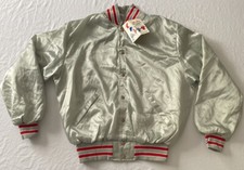 Birdie Pro Sport Mens Jacket Vintage Shiny Satin Silver/Red Jacket -Large-NWT