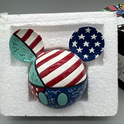 Disney Patriotic Romero Britto, Mickey Ears Star & Stripes Box, year 2010