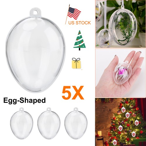 5X Plastic Clear Ball Baubles Sphere Fillable Xmas Ornament Party Tree Decor